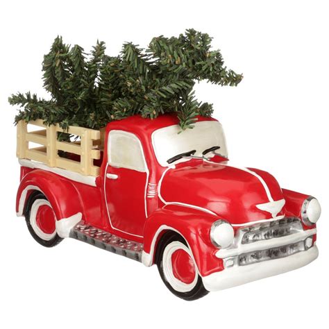 Holiday Time Antique Red Truck with Christmas Tree Table Top Christmas ...