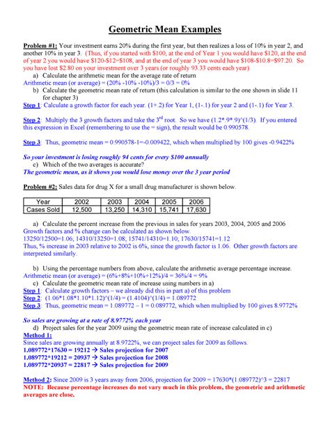 Geometric Mean Examples-Solutions - Geometric Mean Examples Problem #1 ...