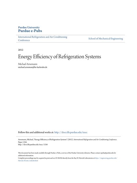 Energy Efficiency of Refrigeration Systems PDF | PDF | Refrigeration | Heat