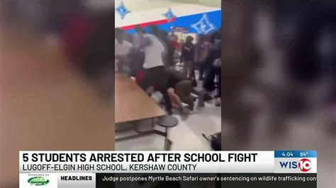 Five students arrested after school cafeteria fight - YouTube