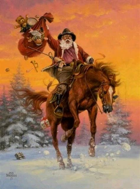 Cowboy Santa. | Christmas horses, Cowboy christmas, Christmas artwork