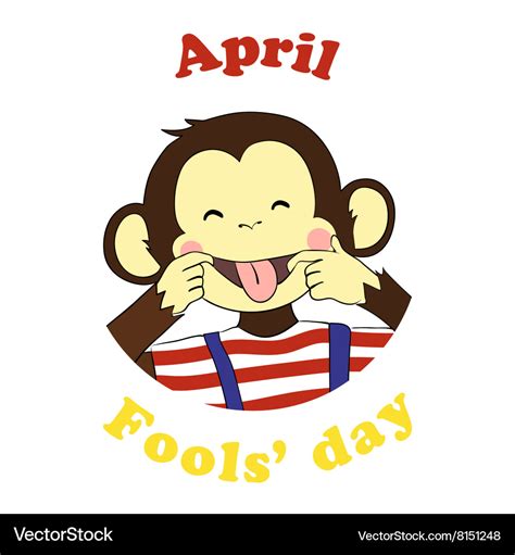 April 1 fools day cartoon icon Royalty Free Vector Image