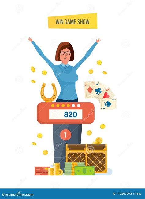 Win Game Show. Girl Winning of Game Success, Fortune. Stock Vector - Illustration of intellect ...