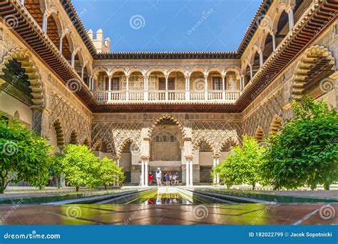 Moorish Architecture Of Beautiful Castle Called Real Alcazar In Seville ...