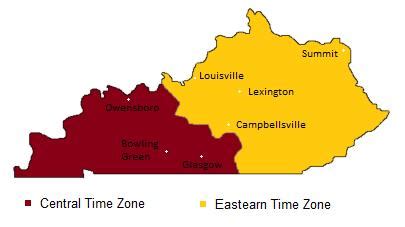 Louisville KY time zone map - Louisville Kentucky time zone map (Kentucky USA)