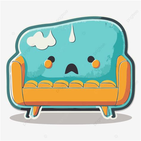 An Cartoon Sofa With A Crying Face Clipart Vector, Sticker Design With ...