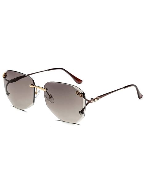 Women's UV400 Frameless trimming Rectangular Sunglasses Gradient color ...