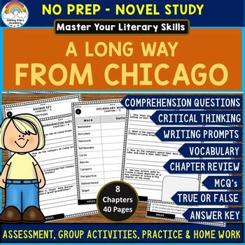 A LONG WAY FROM CHICAGO Novel Study, Comprehension, Vocabulary, Critical think