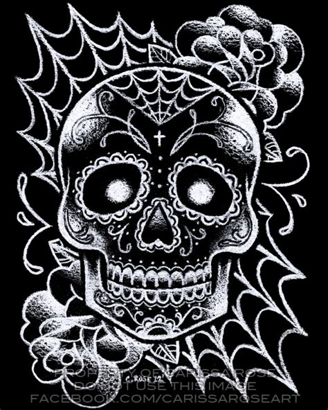 Black and White Sugar Skull Tattoo Flash by misscarissarose on DeviantArt