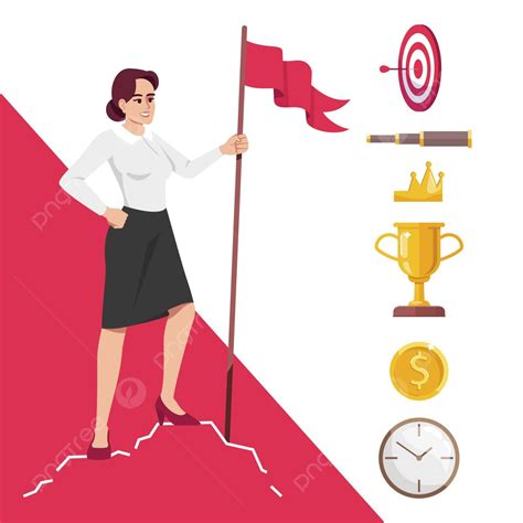 Semiflat Illustration Of Female Leadership And Goals Goal Style Semi Vector, Goal, Style, Semi ...