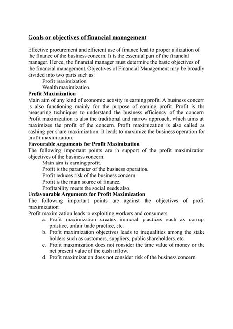 Goals or objectives of financial management - Goals or objectives of financial management ...