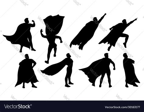 Super hero silhouette set Royalty Free Vector Image