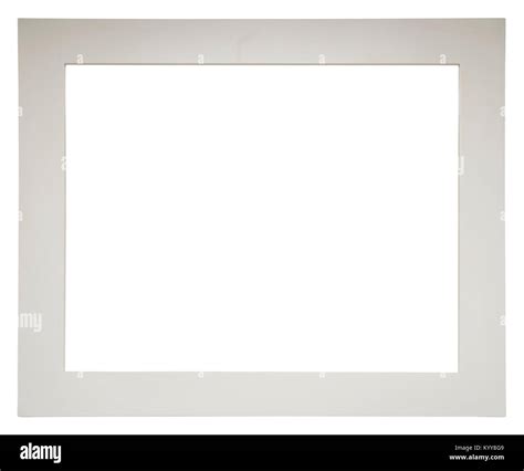 Empty picture frame isolated on white, landscape format, in a plain white painted wood finish ...