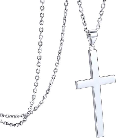 Amazon.co.uk: silver cross and chain