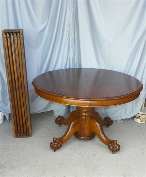 Bargain John's Antiques | American Antique Round Oak Dining Table with 4 Original Leaves Made by ...