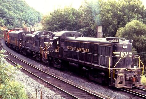 Western Maryland "Hammerhead" RS3 #193, a standard RS3, an F7B, and ...