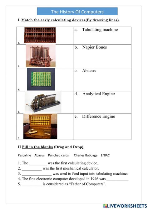 The History of Computers interactive worksheet | Computer history, Computer online, Computer