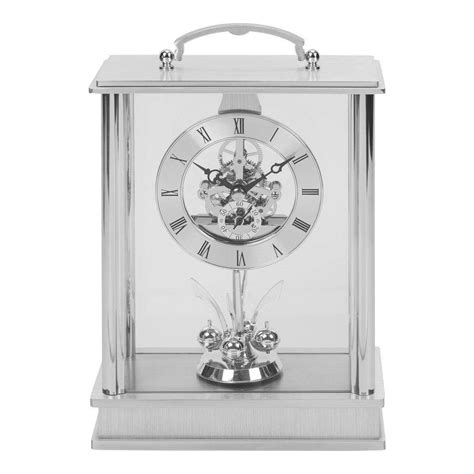 Brushed Aluminium Brass Mantle Clock (Widdop) – Gallery Gifts Online
