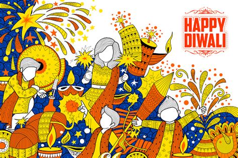 Kid Celebrating Happy Diwali Holiday Doodle Background For Light ...