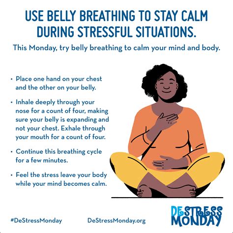 Practice belly breathing to reduce stress this DeStress Monday