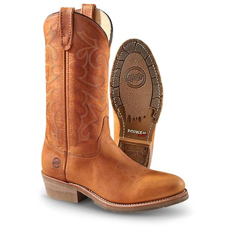 Men's Double-H Boots® Domestic Western Work Boots, Saddle Brown - 292640, Cowboy & Western Boots ...