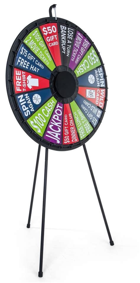 Prize Wheel with 15 - 30 Slots & Printable Templates, Floor Standing - Black in 2021 | Prize ...