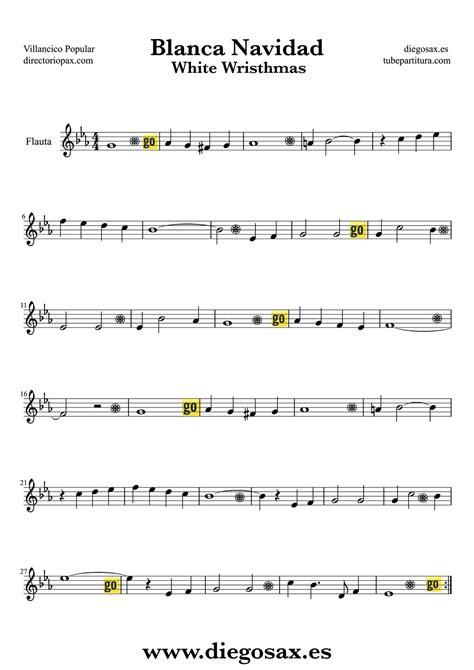 diegosax: Blanca Navidad Partitura para Flauta, Violín, Saxofón Alto, Trompeta, Viola, Oboe ...