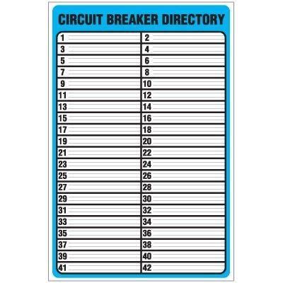 Printable Electrical Panel Breaker Labels - Circuit Breaker Directory Template ... - Howard Sellers