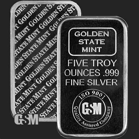 Golden State Mint 5 Oz Silver Bars- 5 Oz Silver Bar