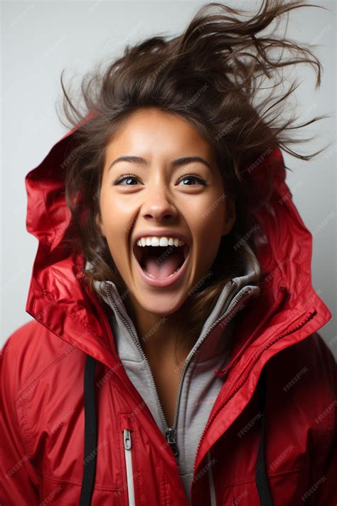 Premium AI Image | Minimalist photography of teenager girl with excited expression isolated ...