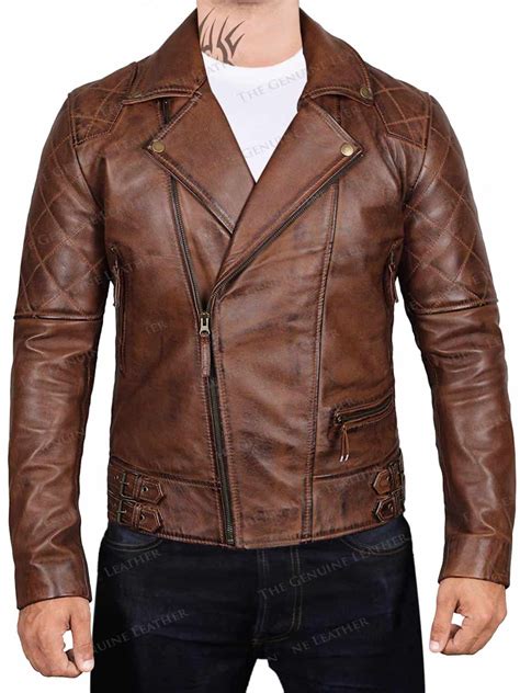 Men's Brown Brando Biker Vintage Leather Jacket | The Genuine Leather