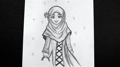 Cute Muslim Girl Drawing with Hijab