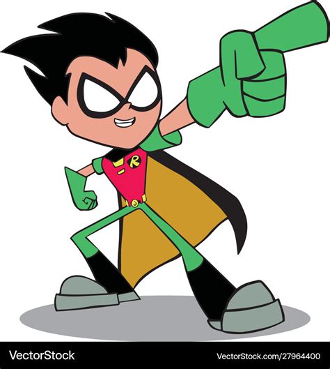 Robin cartoon hero teen titans Royalty Free Vector Image