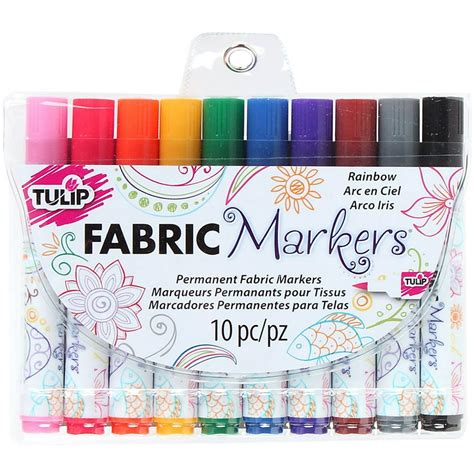 Tulip Permanent Fabric Brush Tip Markers, Rainbow, Set of 10 - Walmart.com - Walmart.com