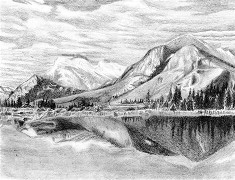 Mountain Range Drawing, Mountain Landscape Drawing, Mountain Sketch ...