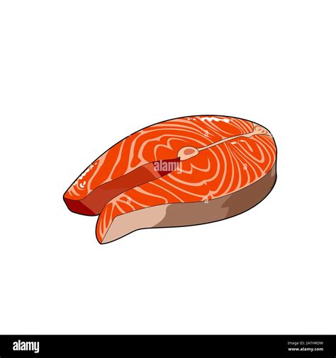 Salmon steak. Red fish fillet slice. Fresh fish meat. Vector graphic ...