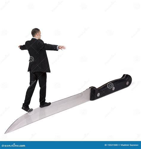 Businessman Walking On Knife. Stock Photo - Image: 15531500