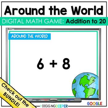 Addition to 20 Digital Math Fact Fluency Game - Around the World