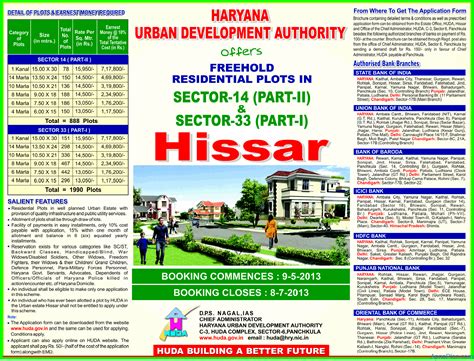 HUDA Residential Plots Scheme In Hissar – May 2013