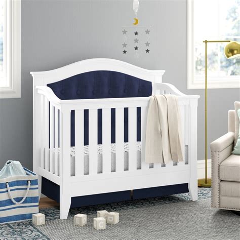 Magnolia Upholstered 4-in-1 Convertible Crib- White/Navy - Walmart.com