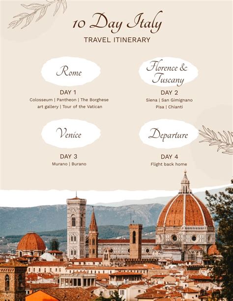 Italy Travel Itinerary Template | Visme