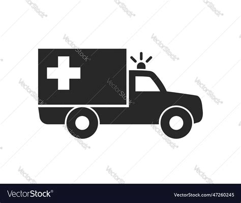 Simple ambulance silhouette icon Royalty Free Vector Image