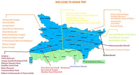 Tourist Map | Bihar Trip