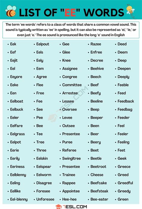 EE Words (270+ Words in English) • 7ESL