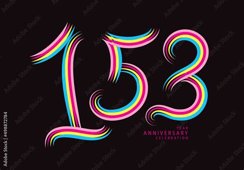 153 number design vector, graphic t shirt, 153 years anniversary celebration logotype colorful ...