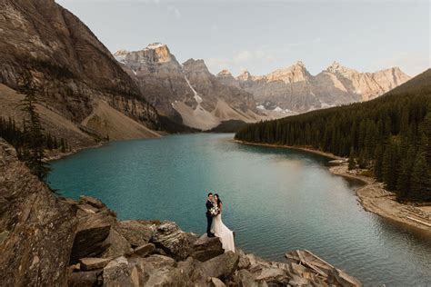 Sunrise Elopement at Moraine Lake - Willow and Wolf Photography