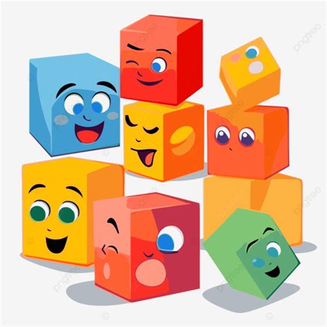 Unifix Cubes Vector, Sticker Clipart Colorful Cartoon Cubes With Faces ...