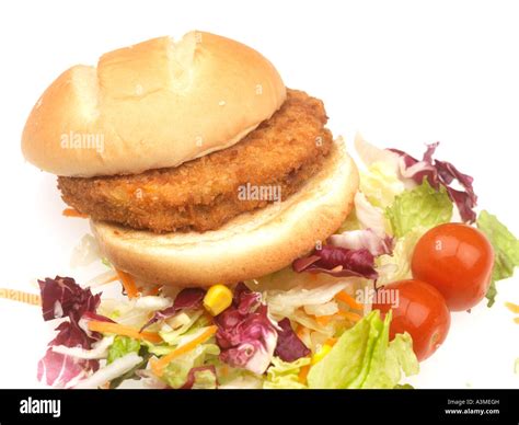 Veggie Burger with Garden Salad Stock Photo - Alamy