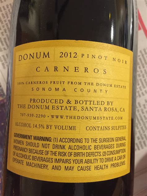 WINE REVIEW: 2012 Donum Pinot Noir, Estate Grown, Carneros, CA ($68)