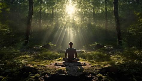 Premium AI Image | Man deep soul meditating in the nature forest ...